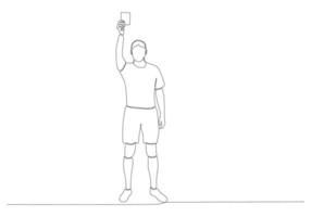 Continuous Line Drawing or Single Line Drawing Referee giving cards to player vector illustration