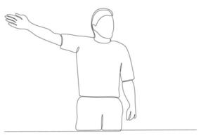 Continuous Line Drawing or Single Line Drawing Referee giving cards to player vector illustration