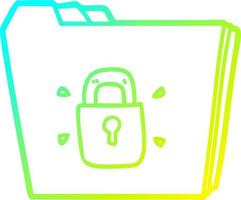 cold gradient line drawing cartoon locked files vector