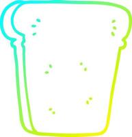 cold gradient line drawing cartoon slice of bread vector