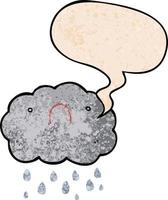 cute cartoon cloud and speech bubble in retro texture style vector