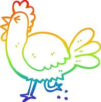 línea de gradiente de arco iris dibujo gallo de dibujos animados vector