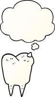 cartoon tooth and thought bubble in smooth gradient style vector