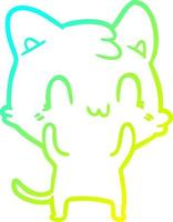 cold gradient line drawing cartoon happy cat vector