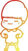 warm gradient line drawing cartoon smug boy vector