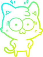cold gradient line drawing cartoon surprised cat vector