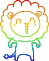 rainbow gradient line drawing laughing lion cartoon vector