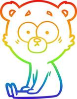 rainbow gradient line drawing nervous polar bear cartoon vector