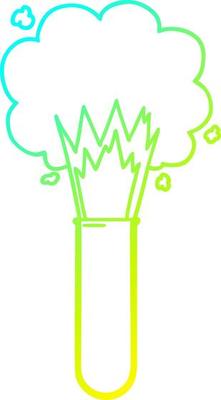 cold gradient line drawing cartoon exploding chemicals in test tube