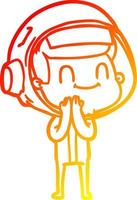 warm gradient line drawing happy cartoon astronaut vector