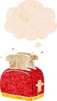 cartoon toaster and thought bubble in retro textured style vector