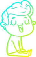 cold gradient line drawing happy cartoon man vector