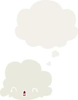 cartoon cloud and thought bubble in retro style vector