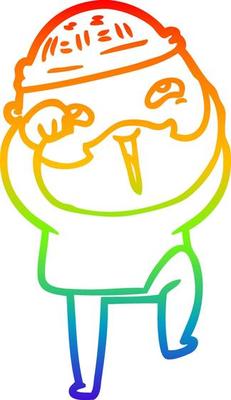 rainbow gradient line drawing cartoon happy bearded man