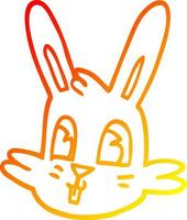 warm gradient line drawing cartoon bunny face vector