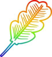 rainbow gradient line drawing cartoon fallen leaf vector