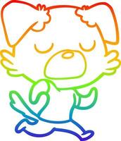 rainbow gradient line drawing cartoon dog jogging vector