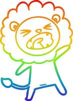 rainbow gradient line drawing cartoon lion vector