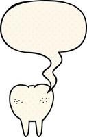 cartoon tooth and speech bubble in comic book style vector