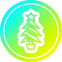 christmas tree circular in cold gradient spectrum vector