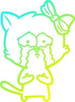cold gradient line drawing cartoon cat vector