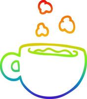 rainbow gradient line drawing cartoon cup of tea vector