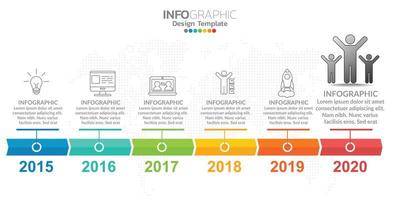 Infographic template design with 6 color options. vector