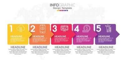 concepto de negocio infográfico con 5 opciones o pasos. vector