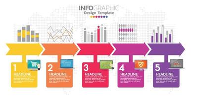 concepto de negocio infográfico con 5 opciones o pasos. vector