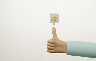 Thumbs up hand and star icon on white background Like ratings