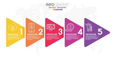 concepto de negocio infográfico con 5 opciones o pasos. ilustración vectorial vector