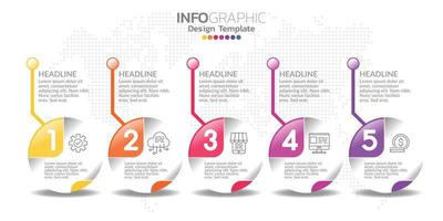 concepto de negocio infográfico con 5 opciones o pasos. ilustración vectorial vector