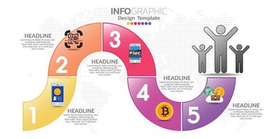 concepto de negocio infográfico con 5 opciones o pasos. ilustración vectorial vector