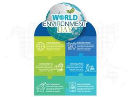 World environment day with business infographic template. vector