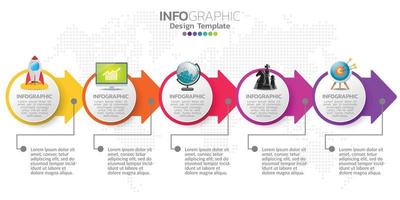 concepto de negocio infográfico con 5 opciones o pasos. ilustración vectorial vector