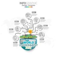 día mundial del medio ambiente con plantilla de infografía empresarial. vector