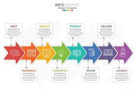 Infographic template design with 6 color options. vector