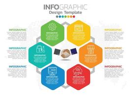 Infographic template design with 6 color options. vector