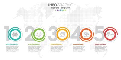 diseño de plantilla infográfica con 5 opciones de color. vector