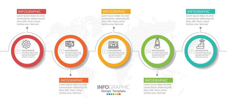 plantilla de infografía con pasos y procesos para su diseño. vector