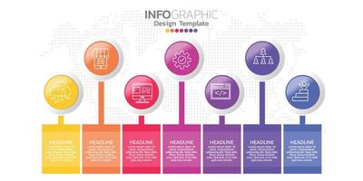 Infographic business concept with 7 options or steps. vector