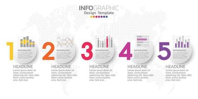 concepto de negocio infográfico con 5 opciones o pasos. ilustración vectorial vector