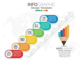 Infographic template design with 6 color options. vector