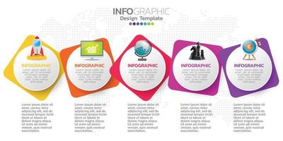 concepto de negocio infográfico con 5 opciones o pasos. ilustración vectorial vector