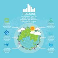 Mother earth day concept with globe and green. World environment day. vector