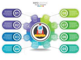 Diseño de plantilla infográfica con 6 opciones de color. vector