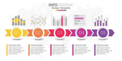 concepto de negocio infográfico con 5 opciones o pasos. vector