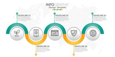 concepto de negocio infográfico con 5 opciones o pasos. vector