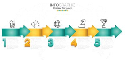 concepto de negocio infográfico con 5 opciones o pasos. vector