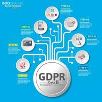 Infographic GDPR security concept with 5 options or steps. vector